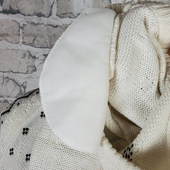 Vintage 80s Jacquard Crewneck Pullover Sweater Cream Measures Medium - Picture 13 of 15